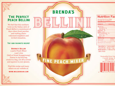 Brenda's Bellini Label bellini fruit label peach