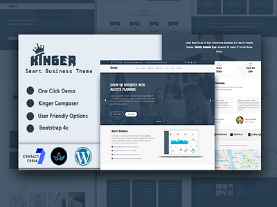 Kinger - Business WordPress theme animation branding clean clean creative cover design html5 illustration logo minimal personal portfolio portfolio psd template twitter boostrap typography ui ux web