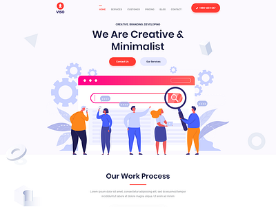 VISO - Creative Agency Portfolio Landing Page Template branding clean clean creative html5 illustration template typography ui ux vector