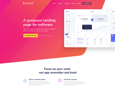 Xprosik – Saas & Software App Landing Page Template apps branding business clean clean creative illustration saas software startup marketing template typography ux vector