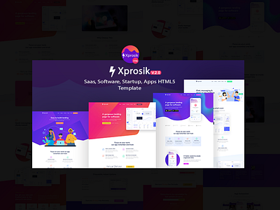 Xprosik – Saas & Software App Landing Page Template animation branding clean clean creative design html5 template typography ui ux