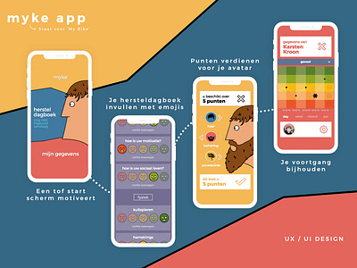 Myke App animation app app concept avatar colorful design flat design illustration minimal mobile app sport app ui ui ux design ux