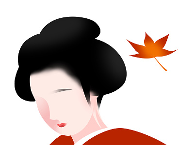 Japan Geisha color effyzhang flat gradient illustration simple traditional