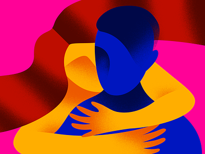 Hug Cold abstract color design effyzhang flat gradient hug illustration love lover modern relationship simple style