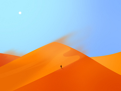Lonely Traveler Illustration adventure alone desert gradient nature orange sky traveler wind