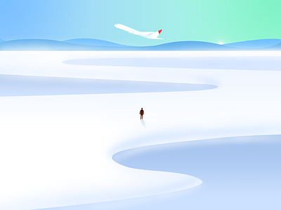 Winter Farewell cold frozen illustration lake morning plane pure red snow solitude winter