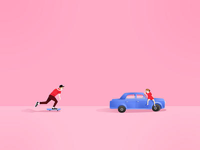 Happy Valentine's Day day gradient happy illustration love pink skateboard valentines waiting youth