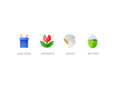 Easter Humor battery bunny carrot colorful cute egg fun gradient icon junk power virus