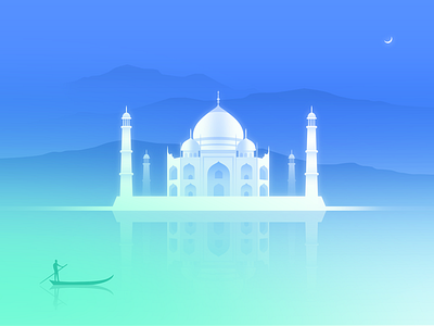 East Dream east famous gradient illustration india lake mahal night silence taj travel