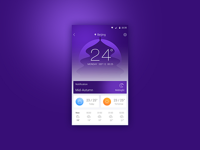 Weather App Series app beijing china flat gradient icon illustration night purple ui weather