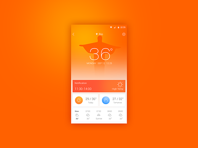 Weather App Series app flat gradient high hot icon illustration rio temp ui warm weather