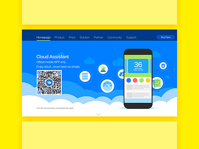 Web Design for Cloud Assistant-Homepage app blue cloud dashboard design flat homepage icon list safe tool web