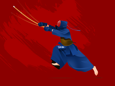 A Kendo Sensei effyzhang energy flat gradient illustration japan kendo momentum sword tradition