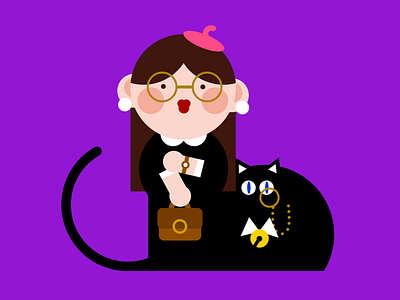 Keep Elegant bold cat colorful effyzhang fashion flat girl google illustration purple vintage