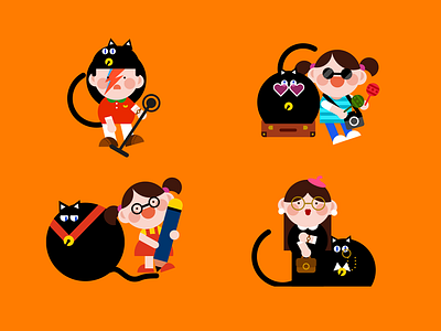 Fun Fun Fun cat color cute effyzhang flat girl google happy icon illustration neko ui
