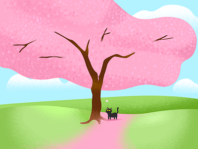 March cat cherryblossom cute effyzhang flower google icon illustration sakura sky spring ui