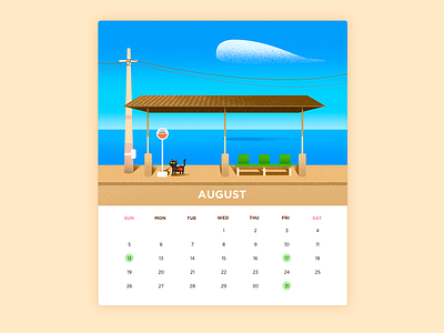 August calendar cat cute effyzhang google icon illustration school sky station summer ui