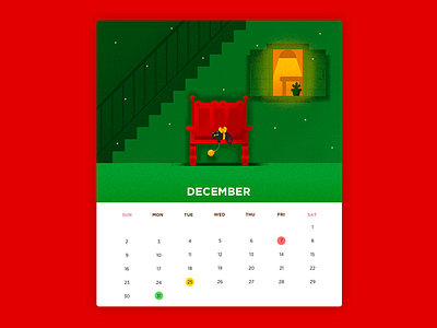 Neko Calendar-December calendar cat chair christmas cute effyzhang google holiday icon illustration ui xmas