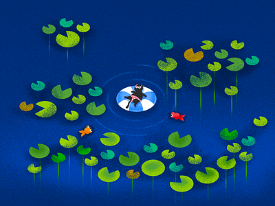 July cat cute effyzhang fish funny google icon illustration nature summer swim ui