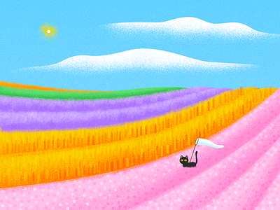 June cat color countryside cute effyzhang flower google hot illustration motion sky ui