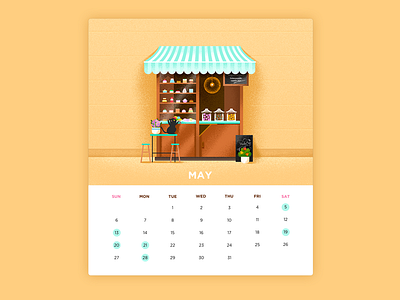 Neko Calendar-May calendar candy cat effyzhang google hot icon illustration lovely popular shop ui