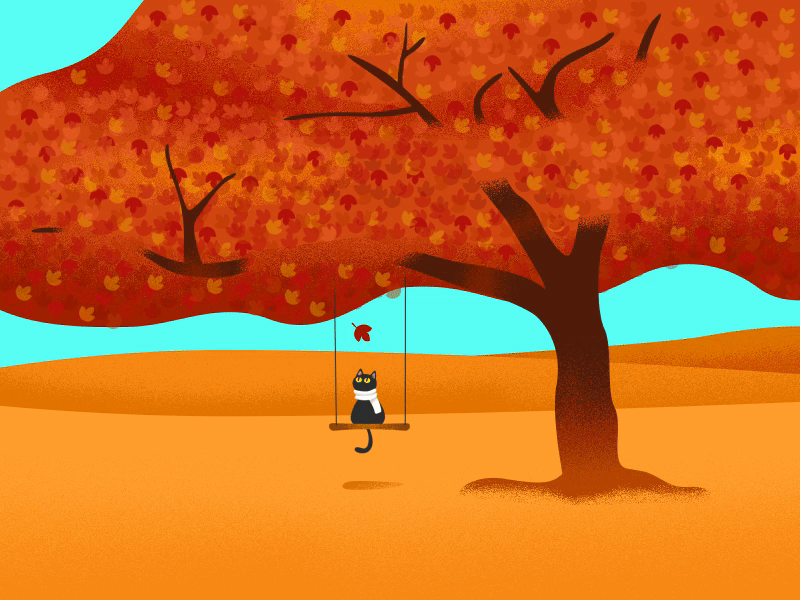 Fall Fun autumn cat cute effyzhang gif google hot icon illustration motion ui warm
