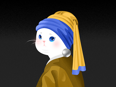 Famous Kitty cat cute effyzhang famous girlwithapearlearring icon illustration kitty lovely painting ui