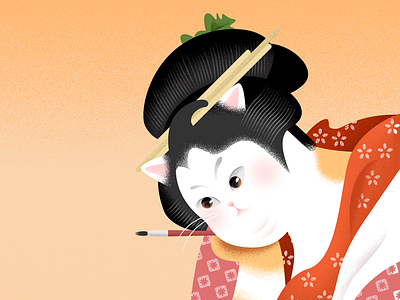 Famous Kitty beauty cat cute effyzhang famous icon illustration japan kitty painting traditional ukiyo e