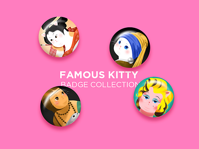 Famous Kitty Badge badge beauty cat creative cute effyzhang famous icon illustration kitty painting series