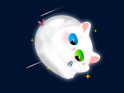 Galaxy Kitty : Moon cat color cute effyzhang galaxy icon illustration kitty moon planet star ui