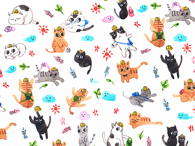 School Kitty cat creative cute effyzhang flat icon idea illustration kitty nekopost pattern school ui watercolor