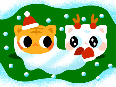 Meowy Xmas cat christmas color cute effyzhang festival flat google gradient illustration kitty lovely santa snow