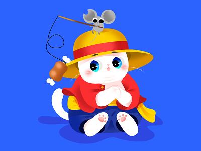 Anime Kitty ：Luffy animate cat color cute effyzhang google gradient icon illustration lovely luffy ui