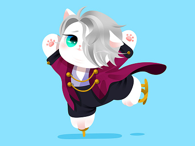 Anime Kitty : Yuri on ice cat colorful cute design effyzhang flat google gradient hot icon illustration japan kitty lovely popular vector