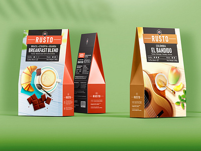 Rusto Coffee Packages bandido blend breakfast coffee coffee cup colombia label packaging