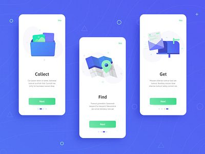 Daily UI Challenge #023 - Onboarding app blue clean concept daily ui 023 daily ui challange dailyui design flat gradient green icon illustration map modern onboarding onboarding ui ui ux vector