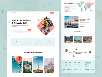 Travel Landing Page branding business clean colorful creative design flight booking graphic design header landing page mockup popular shot top design travel travel agency trending design ui web design website