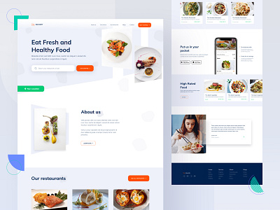 Food Delivery App Landing Page creative delivery design drink eat food food and drink image landing page logo menu card mobile app online booking rates restaurant style template ui ux web design website