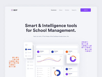 Bisop Landing Page dashboard design illustration landing page management manager saas saas landing school school tools smart tools trending design typography ui university ux web design webdesign website