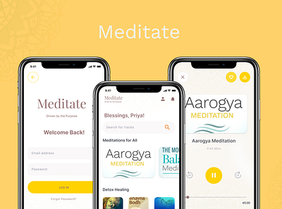 Meditate in 2020 design meditate meditation meditation app mobile app songs ui ui deisgn ux ux design