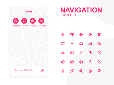 Navigation concept gps icons interface location map navigation ui