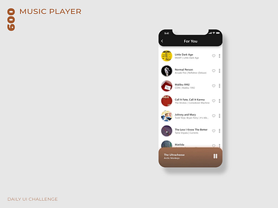 Daily UI Challenge - 009 - Music Player adobe xd app design dailyui design music player ui uidesign uxdesign