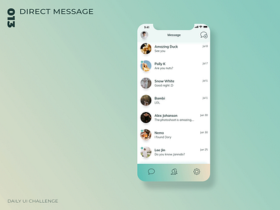 Daily UI Challenge - 013 - Direct Message adobe xd dailyui direct message uidesign uxdesign