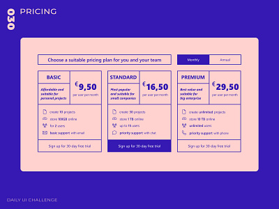 Daily UI Challenge - 030 - Pricing