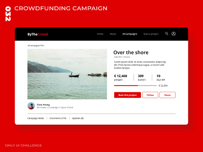 Daily UI Challenge - 032 - Crowdfunding Campaign adobe xd crowdfunding campaign dailyui uidesign uxdesign