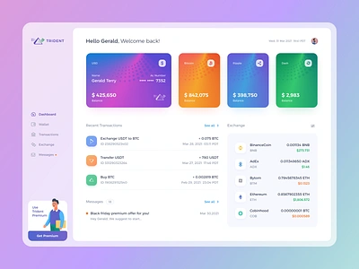 Trident - web app crypto finance finance app ui design ux design wallet web app web ui