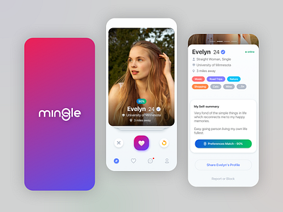 Mingle dating app android app branding color dating ios app logo mobile app mobile application ui ui design ux ux design