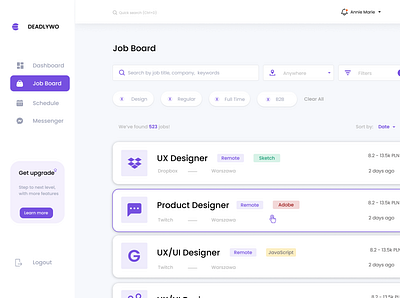 Job board Design branding design job board ui ux