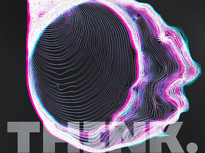 Think. abstract blue blue and white glitch matrix minimal neon neon colors pink redesign simple trippy