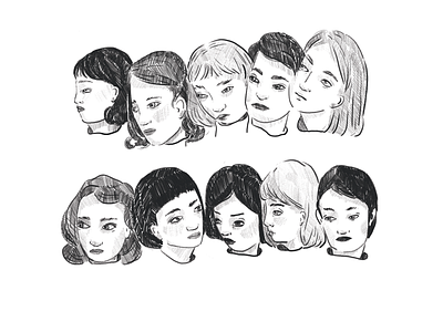 House of Mirrors drawing faces illustration photoshop